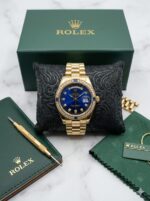 Rolex Day-Date Blue Dial with Gold Case & Diamond Accents – Luxury Redefined - Image 2