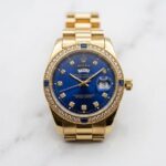 Rolex Day-Date Blue Dial with Gold Case & Diamond Accents – Luxury Redefined