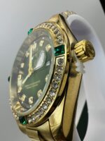 Gold Green Dial Day-Date Luxury Watch with Diamond Bezel - Image 2