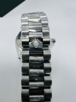 Silver Red Dial Day-Date Luxury Watch with Crystal Bezel & Ruby Accents - Image 5