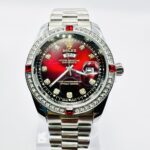 Day-Date Luxury Watch with Crystal Bezel & Ruby Accents