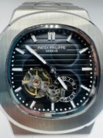 Patek Philippe Style Automatic Open Heart Steel Watch – Black Dial - Image 3