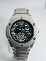Luxury Skeleton Dial Stainless Steel Watch – Modern Geometric Design