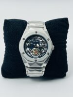 Luxury Skeleton Dial Stainless Steel Watch – Modern Geometric Design - Image 3