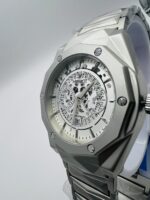 Luxury Chronograph Stainless Steel Watch – White Dial with Date Display - Image 5
