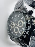 Luxury Black Chronograph Watch – Tachymeter Bezel & Stainless Steel Strap - Image 2