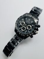Luxury Black Chronograph Watch – Tachymeter Bezel & Stainless Steel Strap - Image 6